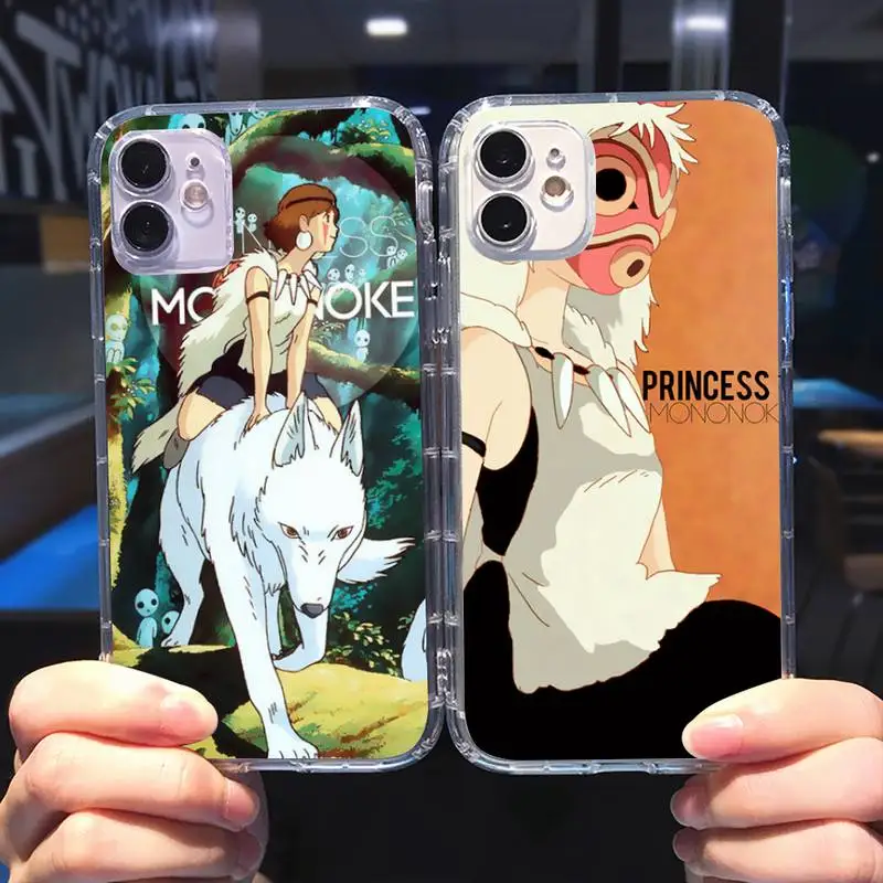 

Anime Princess Mononoke Phone Case Transparent for iPhone 6 7 8 11 12 s mini pro X XS XR MAX Plus cover funda shell