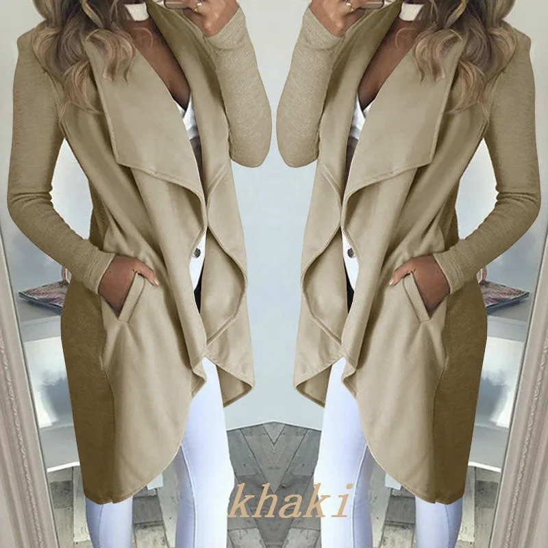 

2020 European American Autumn WinterNew Popular Fashion Solid Color Slim-Fit King-Size Coat Women's Clothing Trench Coat