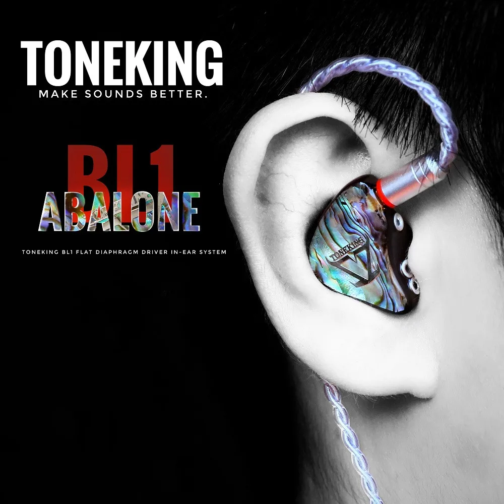 TONEKING BL1 14 мм ортодинамическая плоская диафрагма Внутриканальные наушники HiFi