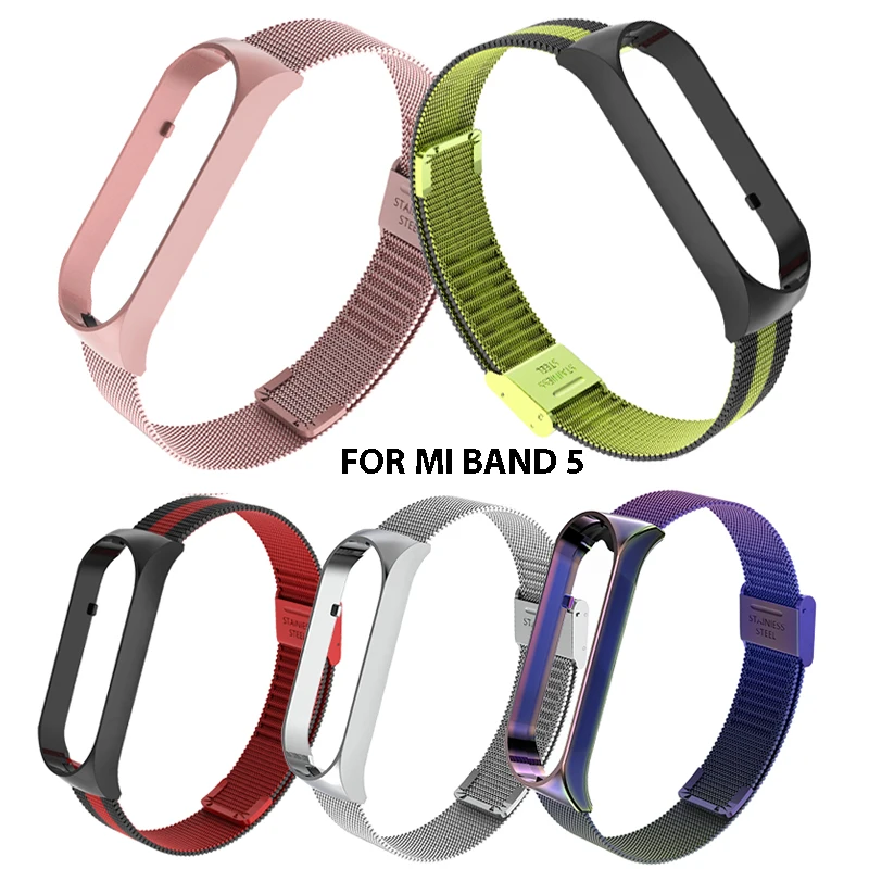 

Duoteng Wrist Strap For Mi Band 5 Bracelet Metal Stainless Steel Band For Xiomi Mi Band 5 Strap Bracelet for Miband 5 Wristbands