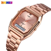 skmei 1612 top brand luxury stainless steel ladies female electronic stopwatch calendar clock women quartz watches montre femme