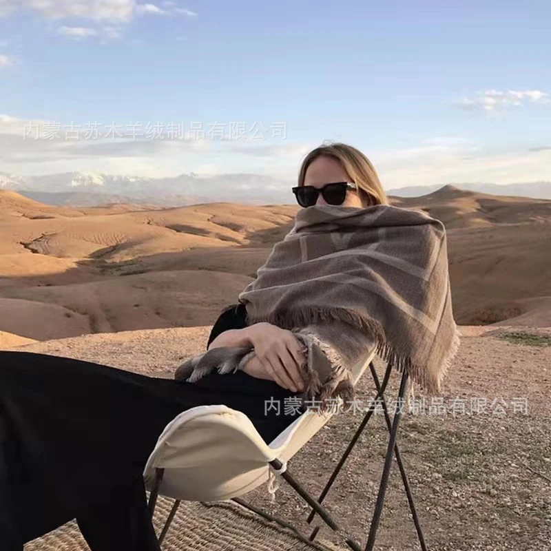 

Brand New Genuine Swedish Style T0T Cashmere Wool Scarf for Women Jacquard Geometric Warm Winter Thick Square Shawl 140x140cm