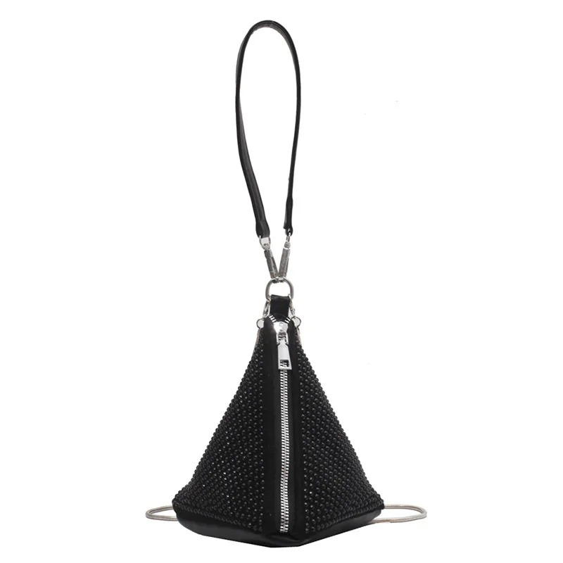 

Niche Design Handbag Women's 2021 New Korean Fashion Water Drill Single Shoulder Cross Chain Triangle Bag Fashion