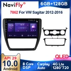 6G + 128G QLED Android 10 для Volkswagen VW Sagitar Jetta Bora 2012-2016 автомобильное радио Multimidia видео 2 din RDS GPS навигация 2Din