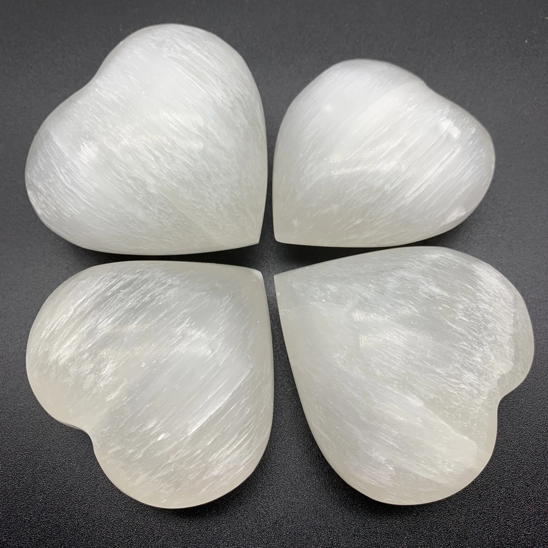 

Natural Morocco Gypsum Heart Quartz Bright Light Crystal Polished Stones Healing Home Decoration Gifts