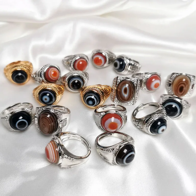 Мужское кольцо с ониксом из агата сглаза очаровательное Ювелирное Украшение