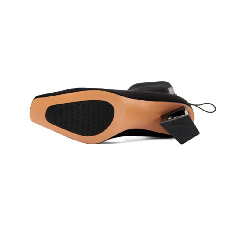 

MLJUESE 2021 women Mid-Calf boots Flock Winter short plush Square Toe Zipper High heels female boots size 39