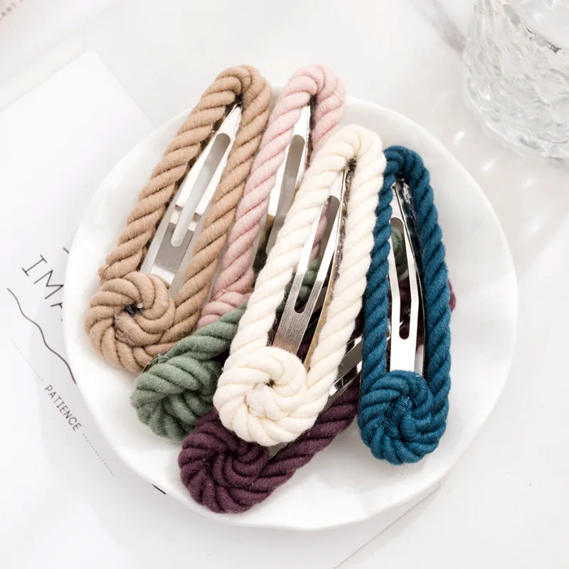 

2020 New Nylon Wool Hairpin Women's Fashion Solid Cute Barrettes Candy Colors Hair Clips Headwear Knitted Hair Accessories