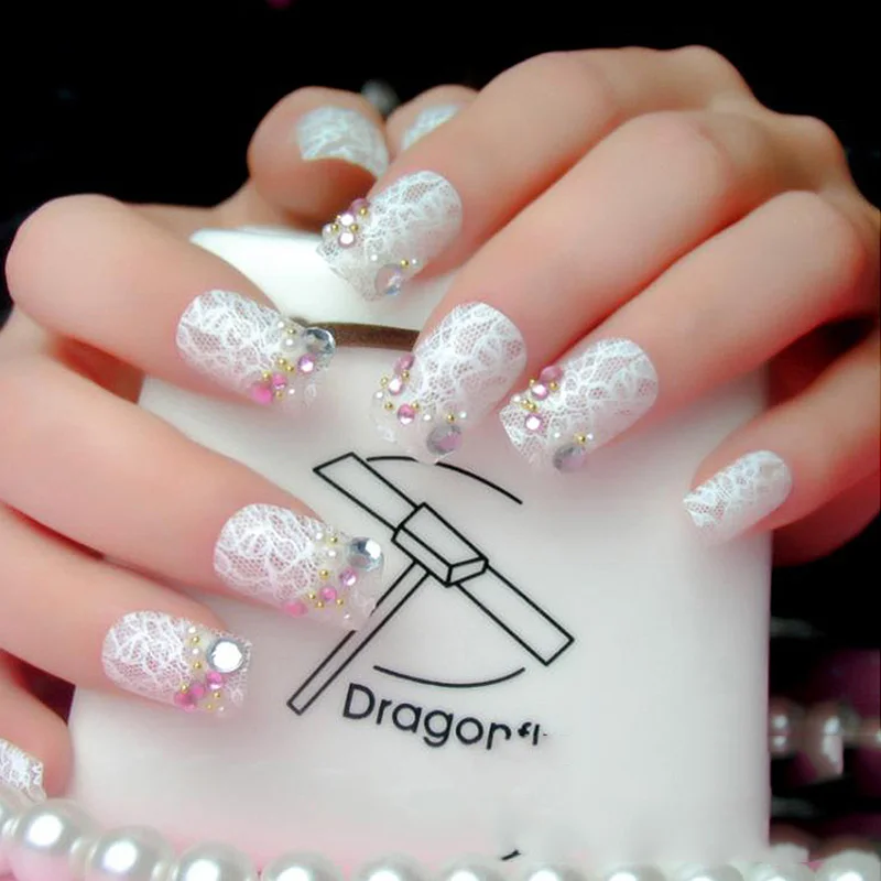 

Nail Art Stickers Manicure Tips Sticker Decal DIY Decoration Set 10pcs Black/White Lace Flower Nails Transfer Beauty