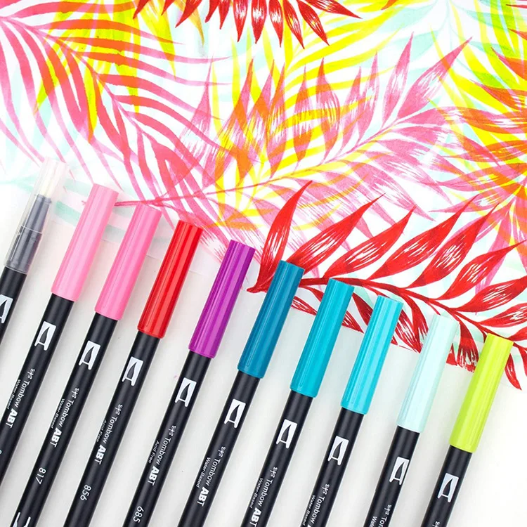 Tombow Abt 96/108 цветов Двойная ручка-кисть для каллиграфии художественный маркер с Подставкой Мягкий акварельный рисунок смешивание окрашивание товары для рукоделия