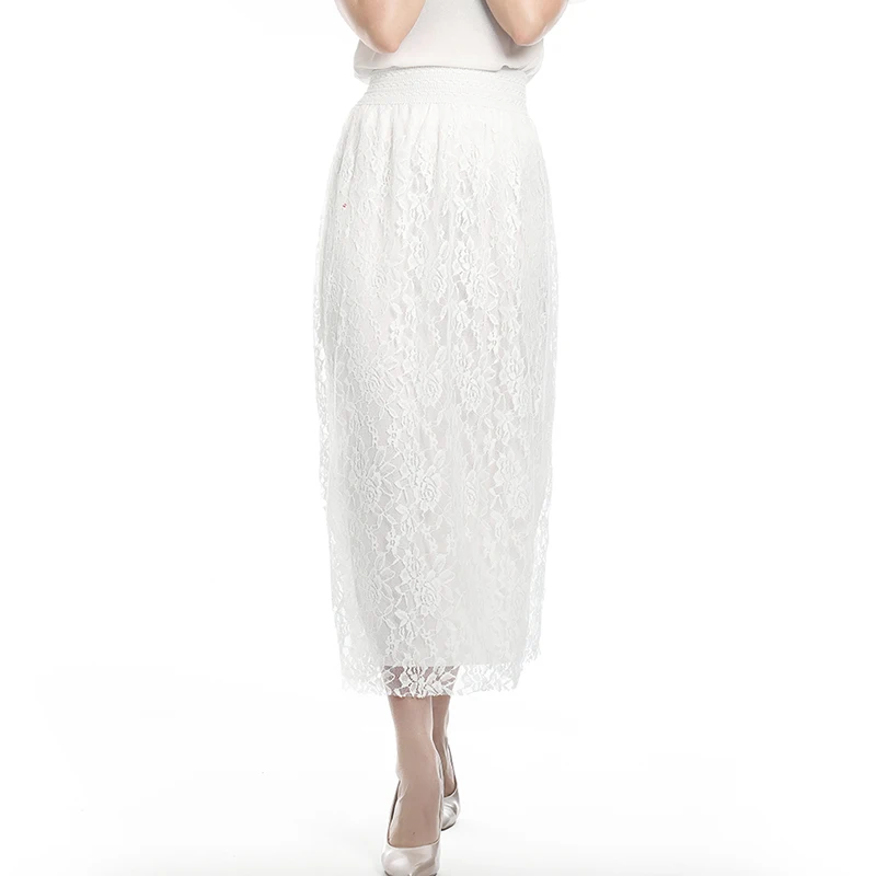 Женская юбка с зонтиком хлопковая длинная кружевная высокой талией тонкая лето