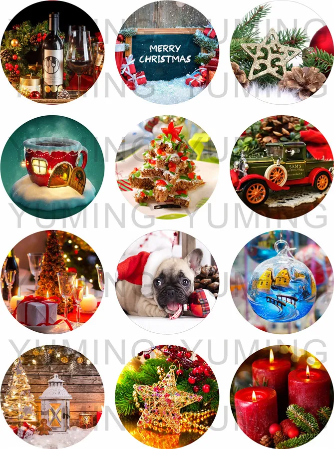 Стеклянный Cabochone декоративный лист с рождественским рисунком подвеска держатель