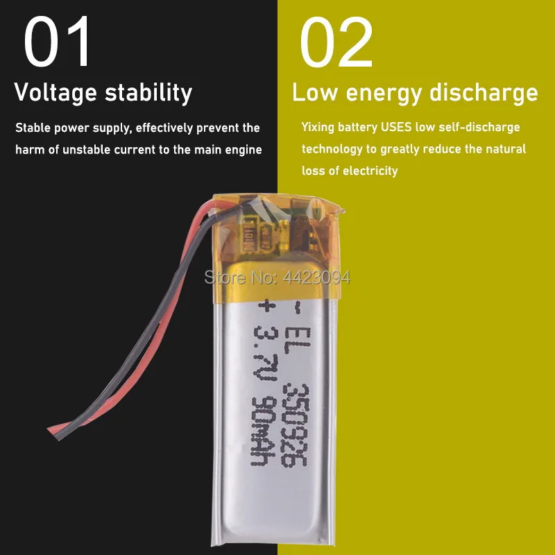 3.7V 90MAH LI-ION BATTERY 350926 Li-polymer Batteries FOR MP3 MP4 MP5 BLUETOOTH HEADSET GPS | Электроника