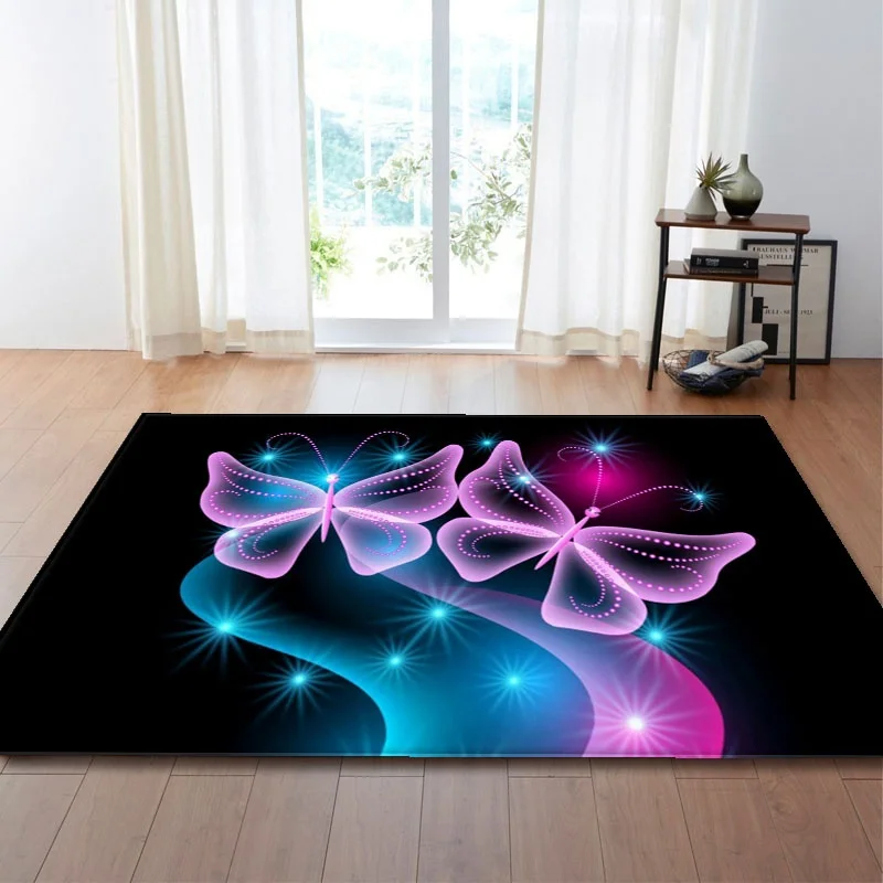 

3D Butterfly Print Carpet for Living Room Floor Mat Home Door Mat Floor Decoration Kitchen Bedroon Non Slip Carpet Bathroom Rug