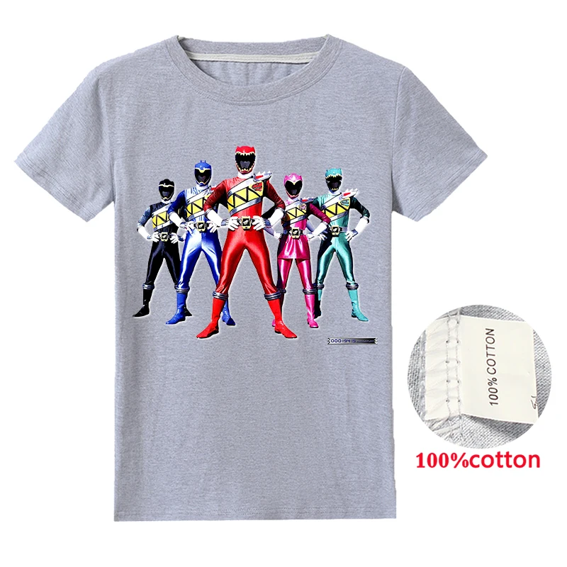 Футболка для маленьких девочек и мальчиков рубашка Power Ranger детей топы футболка