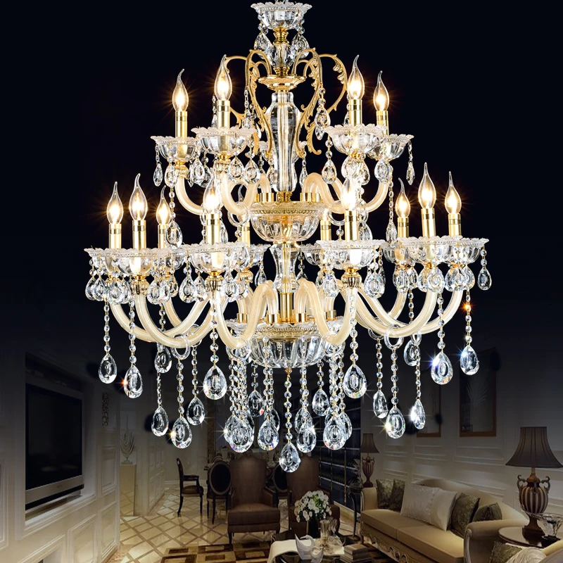 Большая роскошная подвесная люстра с украшением в виде кристаллов для локальных