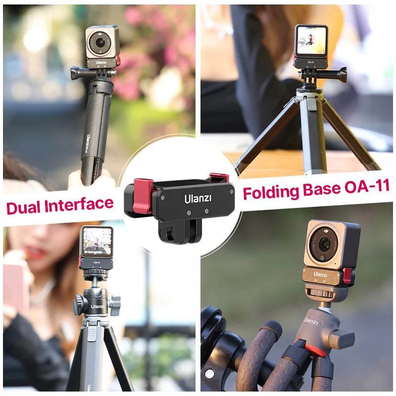 Ulanzi OA-11 Magnetic Power Supply Base Dual Interface Folding for DJI Osmo Action 2 Foldable Mount Adapter |