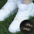 Заказная именная Пряжка для обуви, персонализированная высококачественная нержавеющая сталь, ювелирная табличка, Золотое и серебряное очарование, модные бирки для обуви