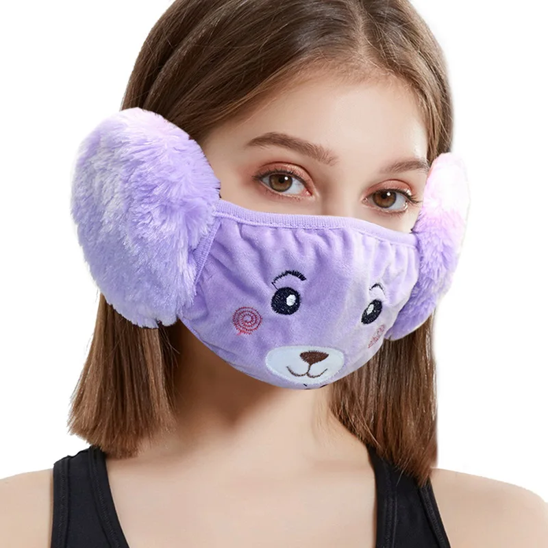 Новые Мультяшные Зимние теплые наушники для девочек женские Наушники маска плюс