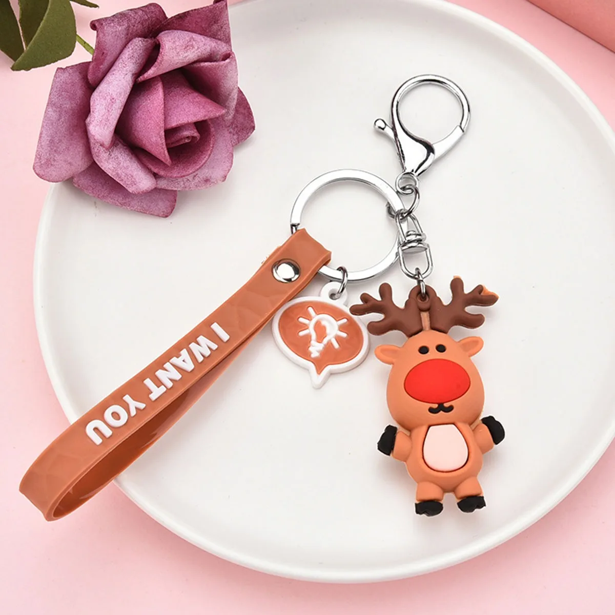 

New Christmas Keychains Lobster Buckle Clasp Cute Bell Snowman Santa Claus Keychain Decoration Alloy Charms Key Rings Jewelry