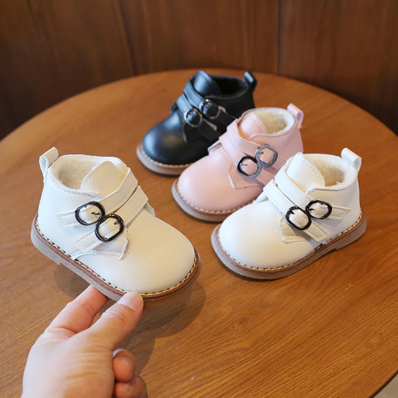 

2021 Winter Baby Girl Fashion Short Boots Baby Plush Velvet Thick Warm Cotton Shoes 0-3 Years Old Outdoor Toddler Shoes