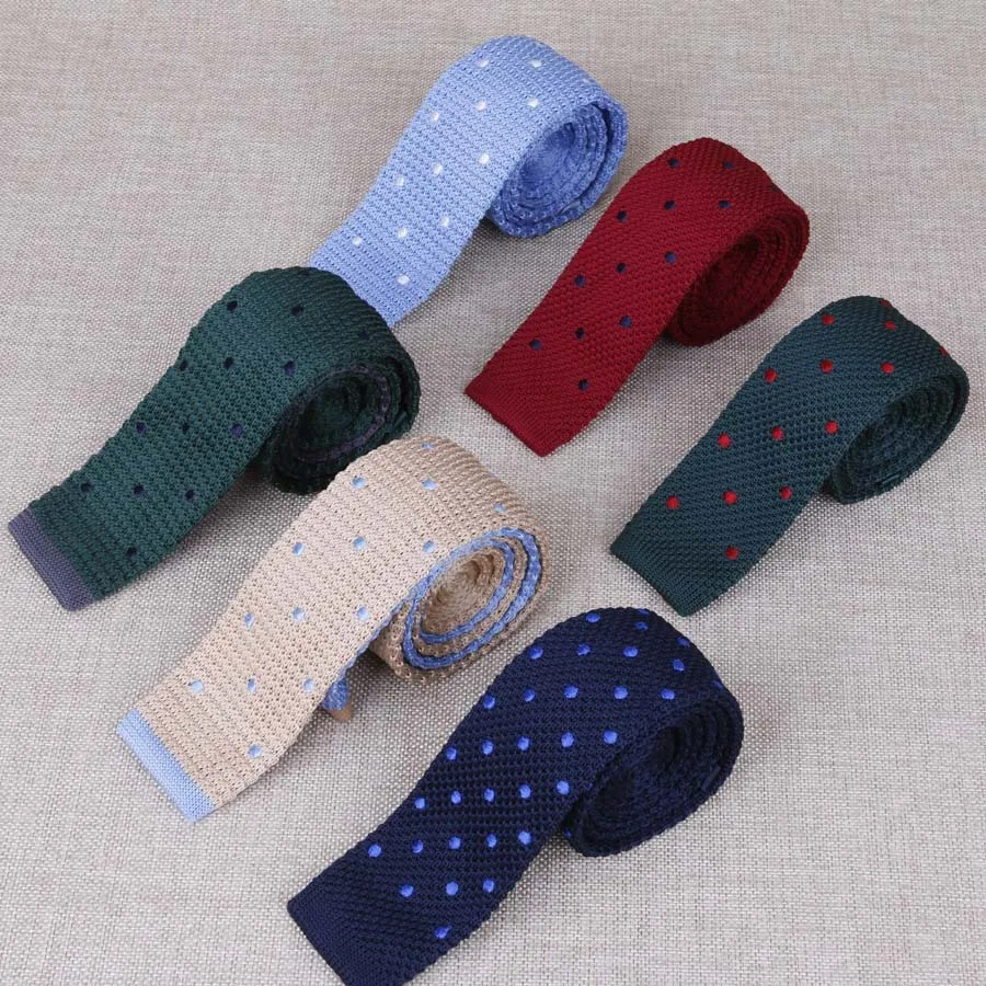 

Sitonjwly 5cm Fashion Mens Knitted Neck Ties Leisure Dots Narrow Slim Skinny Woven Knitting Neckties For Wedding Tie Custom Logo