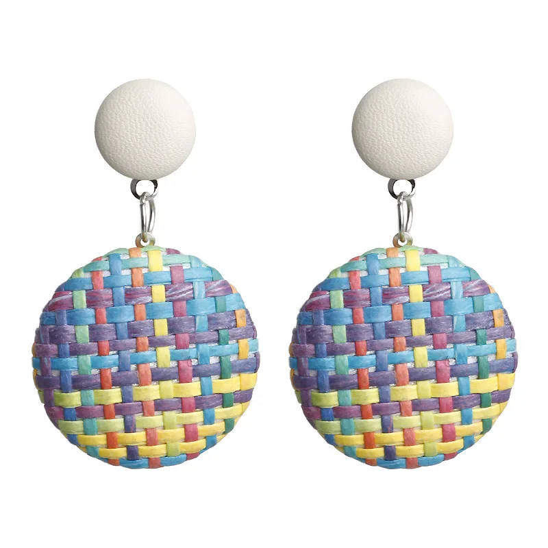 Женские богемные деревянные плетеные соломенные геометрические свисающие