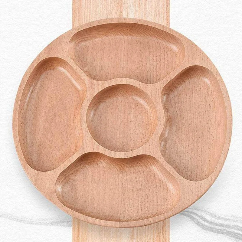 Деревянные закуски сервировочное блюдо бытовой 5 отделений тарелка для сухих