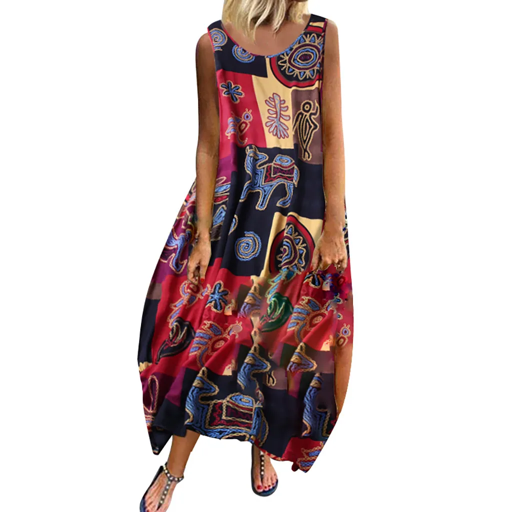 Женское платье с аппликацией AMSGEND повседневное Повседневное из хлопка и льна