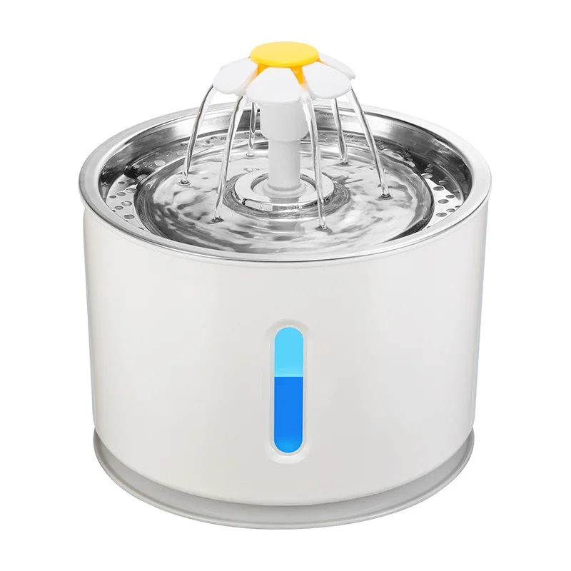 Stainless steel drin 2.4L автоматический кошачий фонтан для домашних животных, диспенсер для воды, большая Весенняя поилка для кошек, автоматический питательный фильтр для питья - Цвет: Stainless steel drin