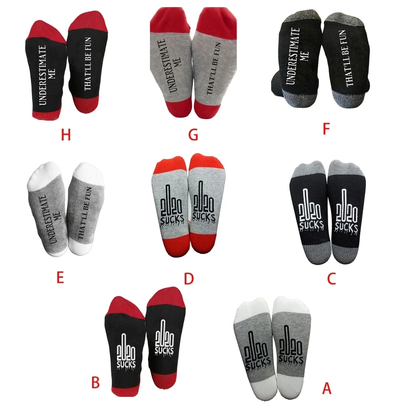 Женские и мужские хлопковые носки забавные среднего размера с надписью Understimate Me