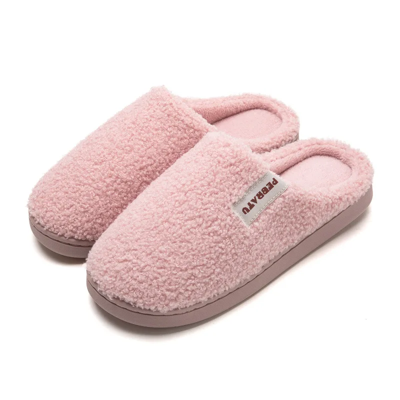 

Winter Women Slippers Couple Shoes Short Plush Warm Ladies Casual Non-slip Soft Warm House Slipper Indoor Bedroom Fashion New