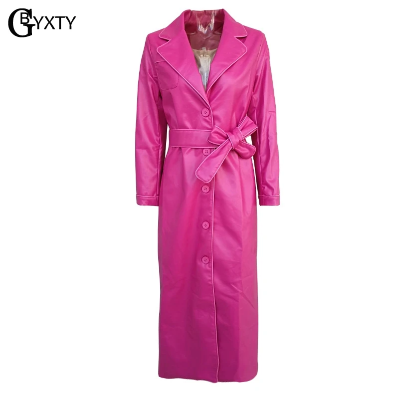 GBYXTY dames regenjas Женская ветровка из искусственной кожи с зубчатым воротником