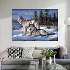 Картина с изображением животных, волк, холст, картина на снегу, плакаты и принты, Современное украшение для дома