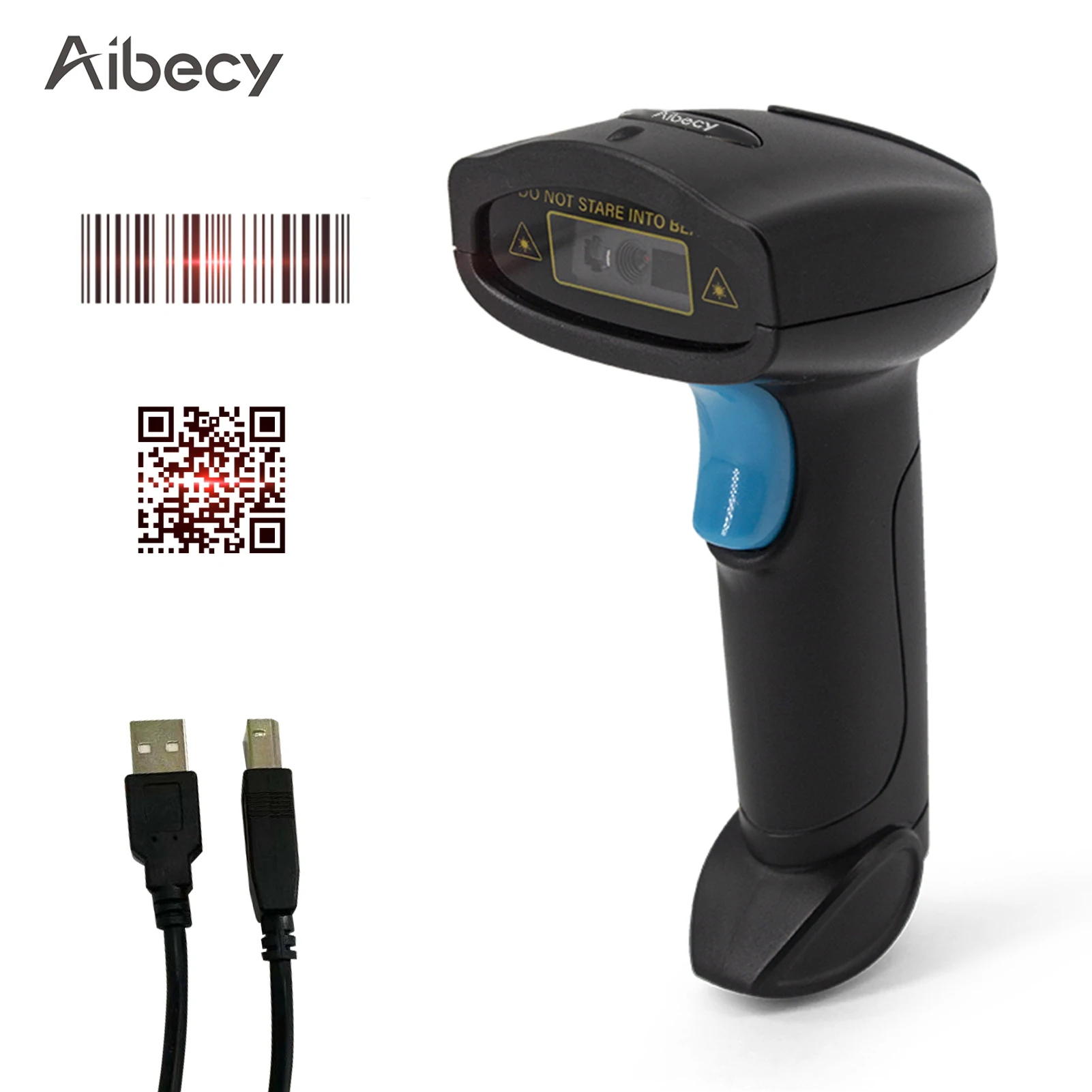 Фото Сканер штрих-кода Aibecy 1D 2D Ручной USB беспроводной считыватель ручной