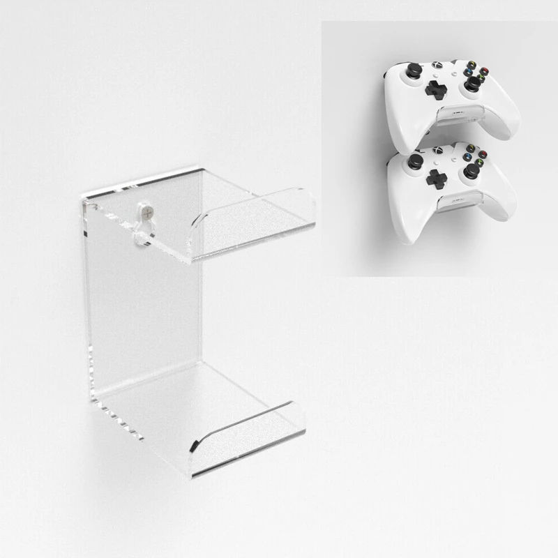 Wall Mounted Acrylic Headset Stand Hanger Game Controller Holder Space Saving Gamepad Holder Universal Wall Mount For PS4 Xbox