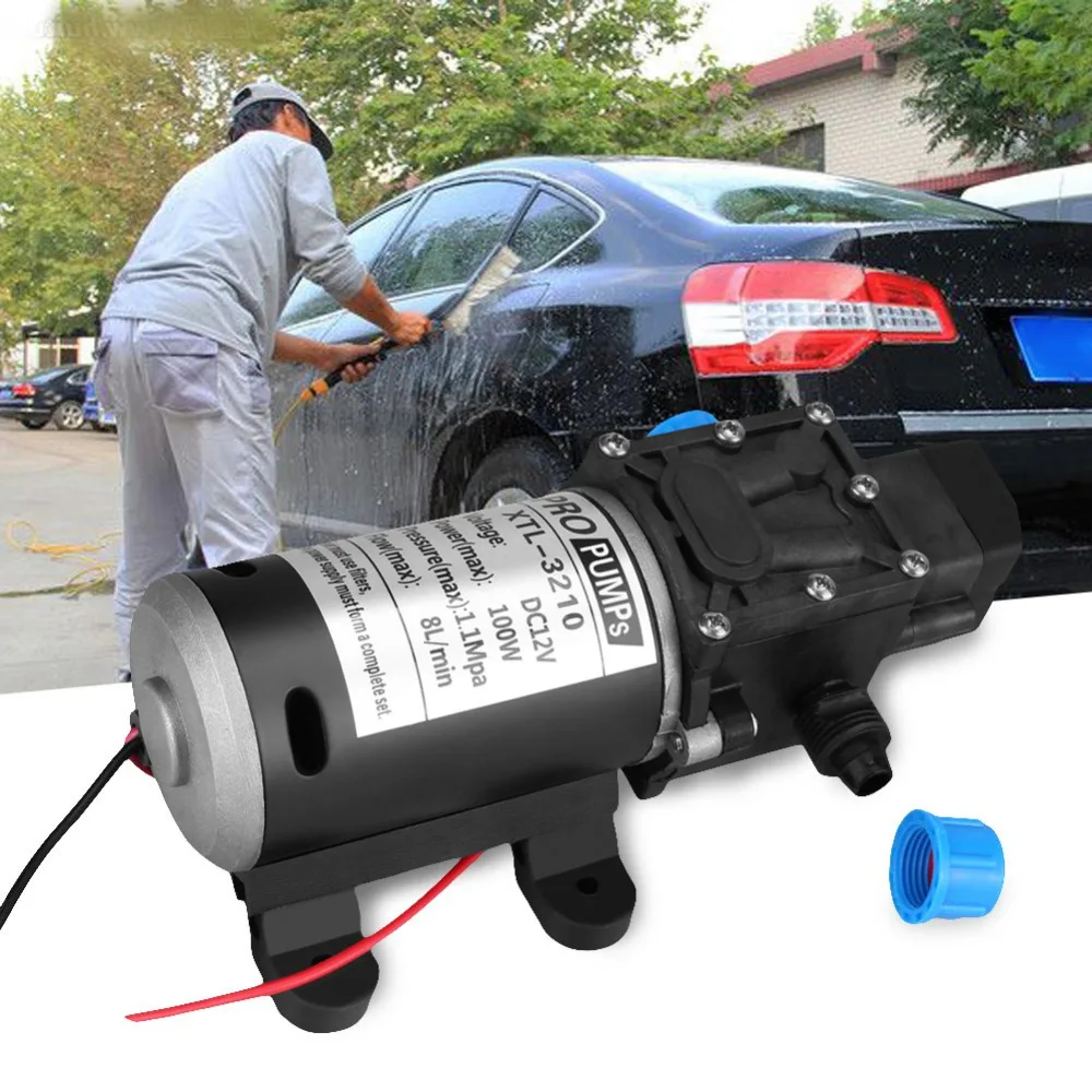 Зарубежных черный, работающего на постоянном токе 12 В в 100W 8L/мин 160Psi высокое Давление диафрагмы Самовсасывающие Водяной насос для караван Кемпинг мойка водяной насос