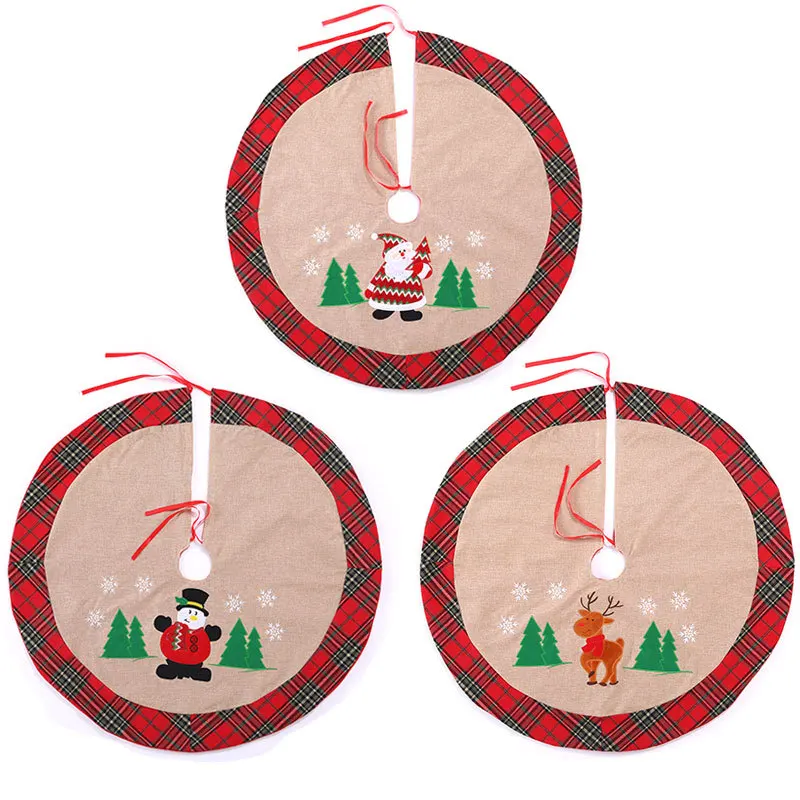Новые рождественские украшения льняная машина вышитая юбка для дерева 90 см отель