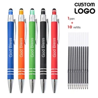 pen10 refills metal ballpoint pen custom logo capacitor pens personalized gifts ad pen school stationery office supplies