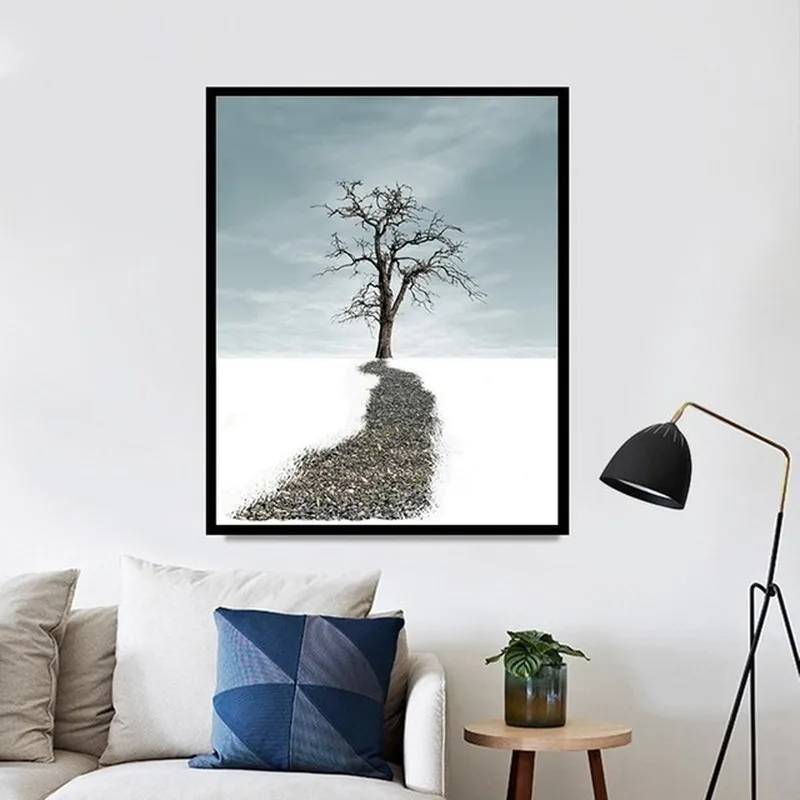 Скандинавское украшение для дома минималистичные черно-белые листья пальмы