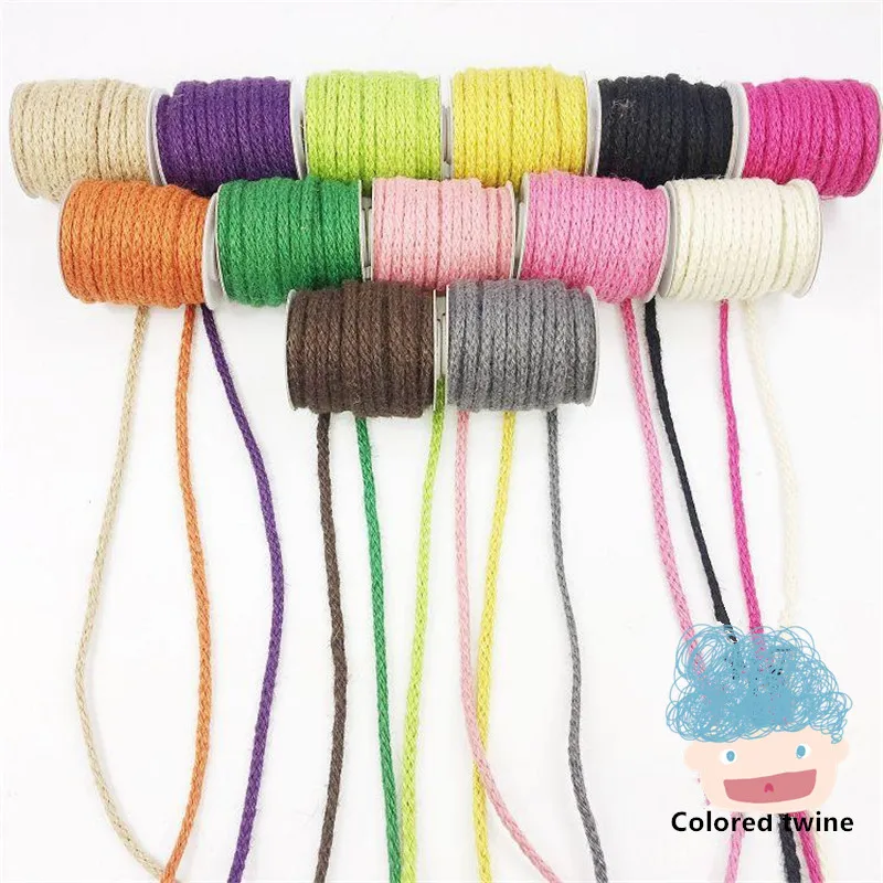 Разноцветная круглая пеньковая веревка диаметром 5 мм плетеная красочная