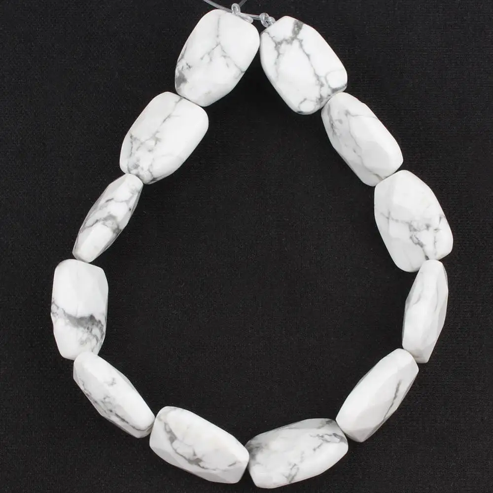 White Howlite 12*16 мм граненые бусины натуральная бирюза унакит Индия Агаты кварцевые бусины из нефрита для самостоятельного изготовления ювелирных изделий серьги шпильки браслет 7,5'' - Цвет: White Howlite
