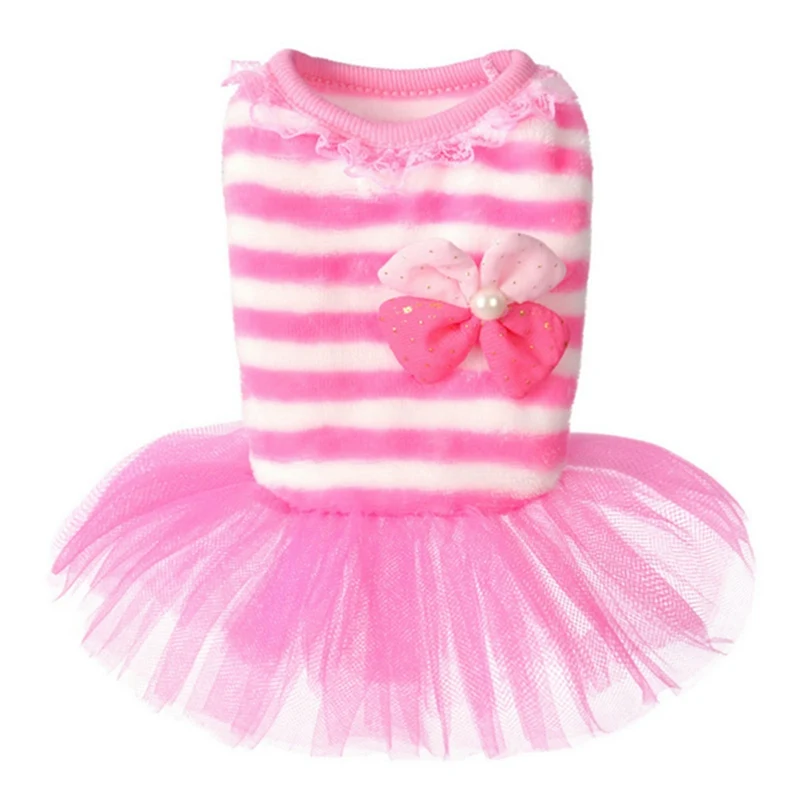 Летнее платье для домашних животных Полосатое принцессы чихуахуа платья собак