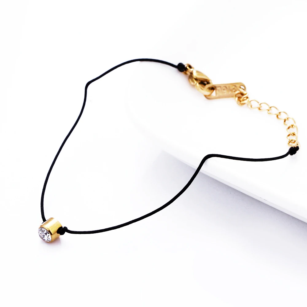 Купи 316l stainless steel bracelet Black Wax cord Rose gold/White/Gold color OL Jewelry Bracelet for girl за 516 рублей в магазине AliExpress