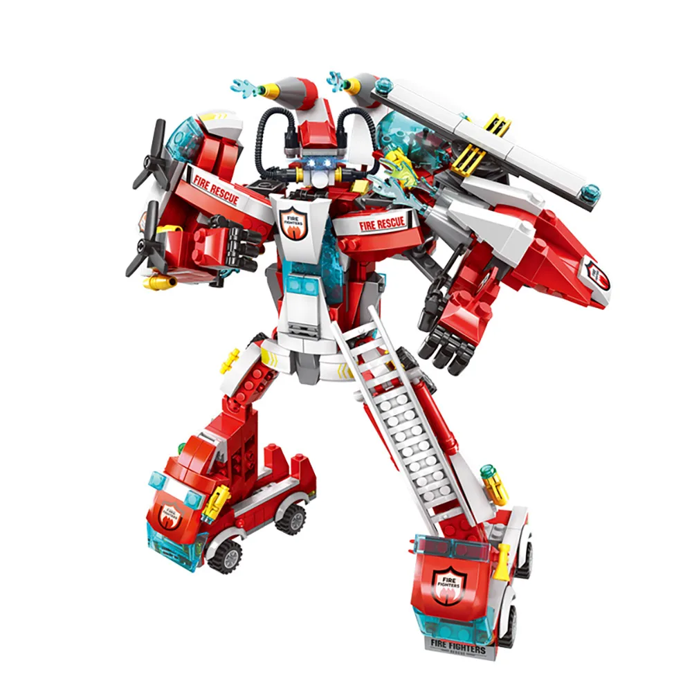 668 шт Робот строительные блоки автомобиль самолет вертолет игрушки мальчик мех