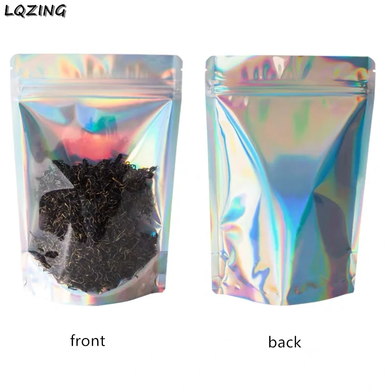 Толстые 12*20 см Голограмма Радужная алюминиевая фольга лазер Zip Lock мешочки стоячие