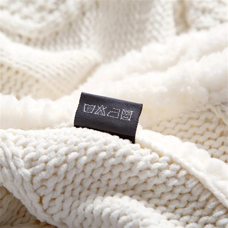 Теплое толстое вязаное одеяло двухслойные флисовые пледы из шерпы для кровати