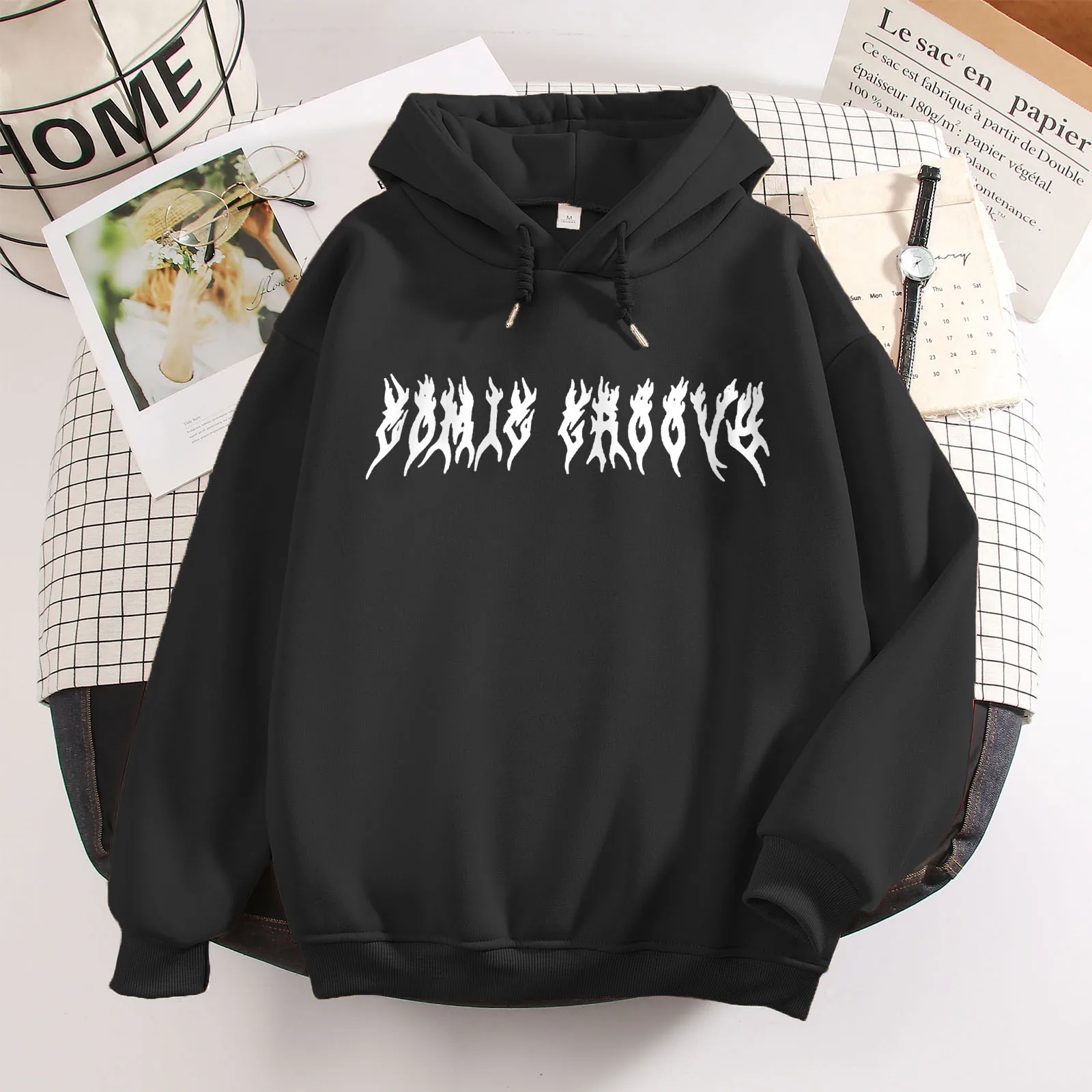 

Женская толстовка с капюшоном, в стиле хип-хоп, свободная, без карманов, в готическом стиле, размера плюс