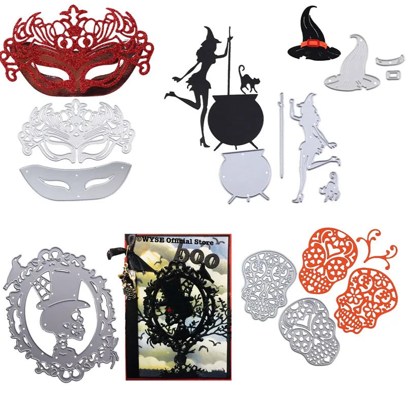 WYSE металлическая режущая штамповка для Хэллоуина маска ведьмы с черепом