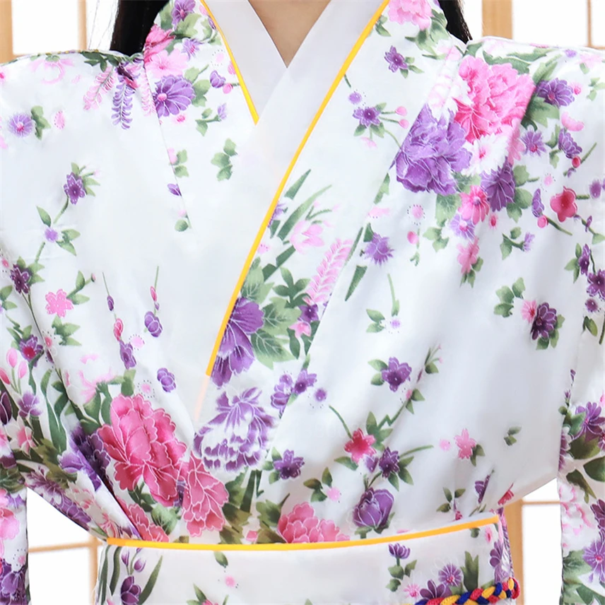 

Girls Japanese Traditional Kimono Yukata Kid Casual Haori Obi Kawaii Fairy Dress Satin Floral Vintage Bathrobe Stage Dance Hanfu